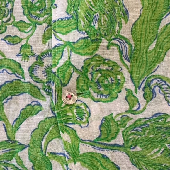 Lilly Pulitzer Addison Green Floral Men's Shirt - Picture 5 of 7